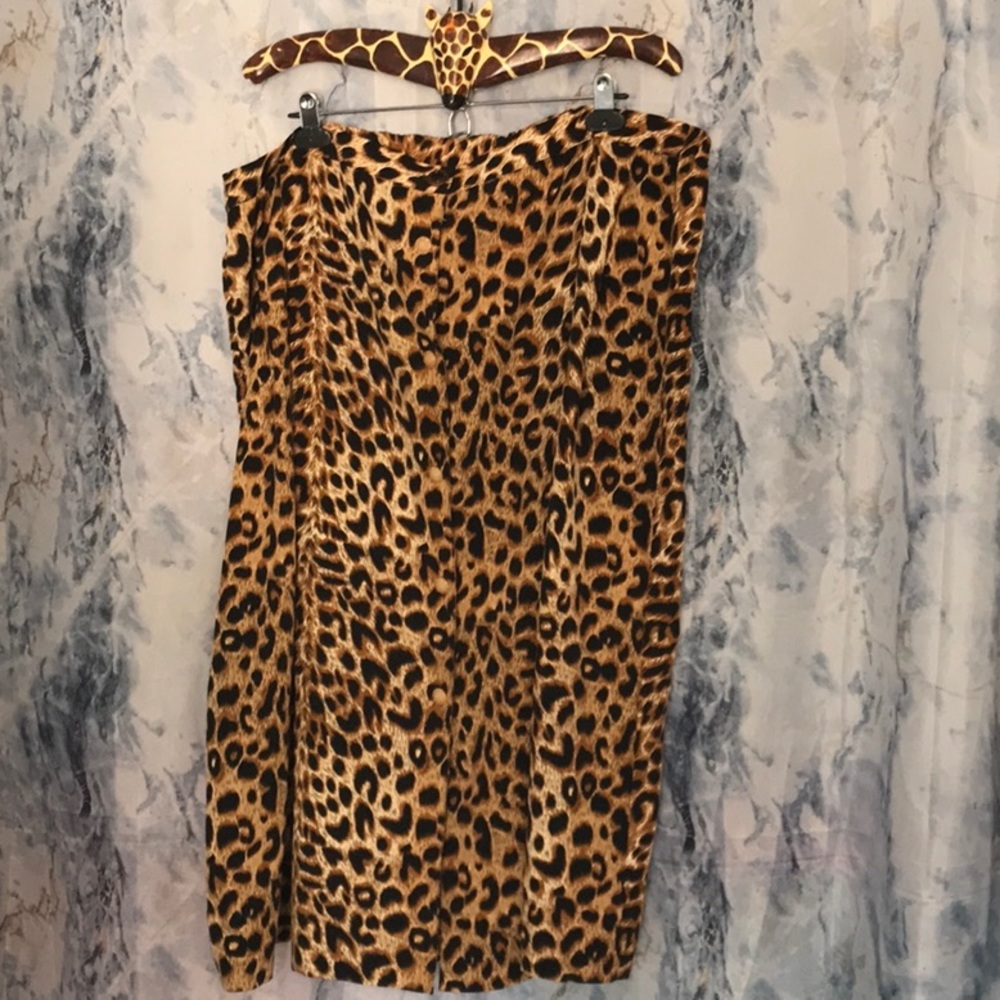 Vintage Voir animal leopard print soft flowy button down skirt elastic w… - Picture 3 of 10